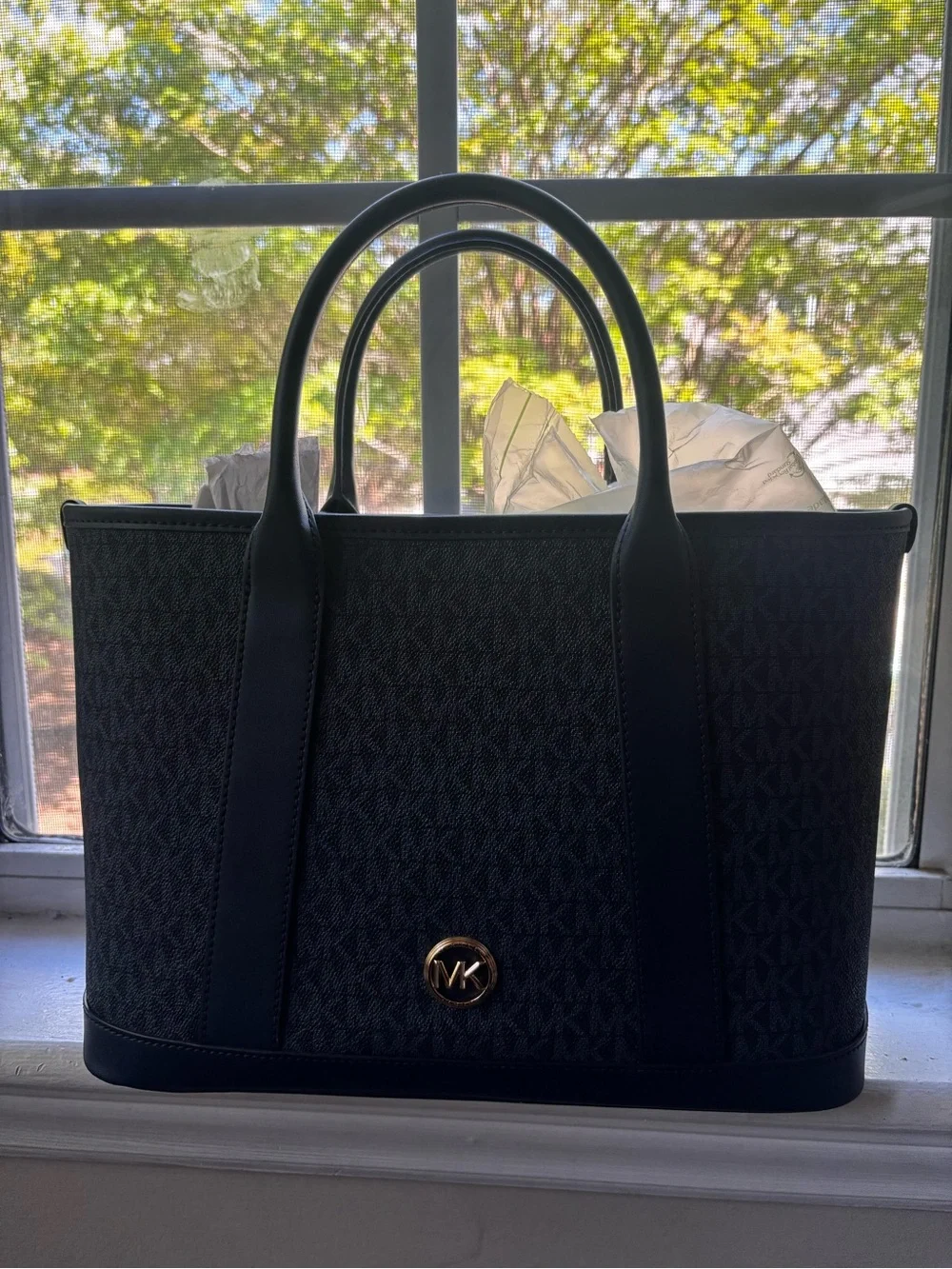 Michael Kors Luisa Satchel blue tote bag